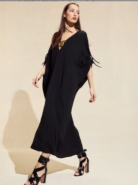 Cynthia Rowley Black Calypso Gold Applique Kaftan NWT Size OS